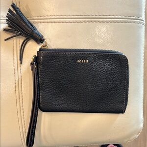 Fossil Black Leather Wristlet
